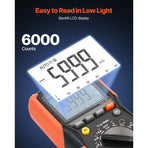 Digital Multimeter, 6000-Count TRMS DC/AC Voltmeter Current Tester, Auto-Ranging Multimeter for Current Voltage Resistance Capacitance Temperature Diodes Continuity Low Impedance Measurment