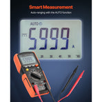 Digital Multimeter, 6000-Count TRMS DC/AC Voltmeter Current Tester, Auto-Ranging Multimeter for Current Voltage Resistance Capacitance Temperature Diodes Continuity Low Impedance Measurment