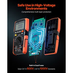Digital Multimeter, 6000-Count TRMS DC/AC Voltmeter Current Tester, Auto-Ranging Multimeter for Current Voltage Resistance Capacitance Temperature Diodes Continuity Low Impedance Measurment