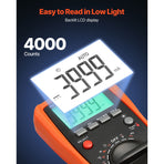 Digital Multimeter, 4000-Count TRMS DC/AC Voltmeter Current Tester, Auto-Ranging Multimeter for Current Voltage Resistance Capacitance Temperature Diodes Continuity Duty-Cycle Measurments