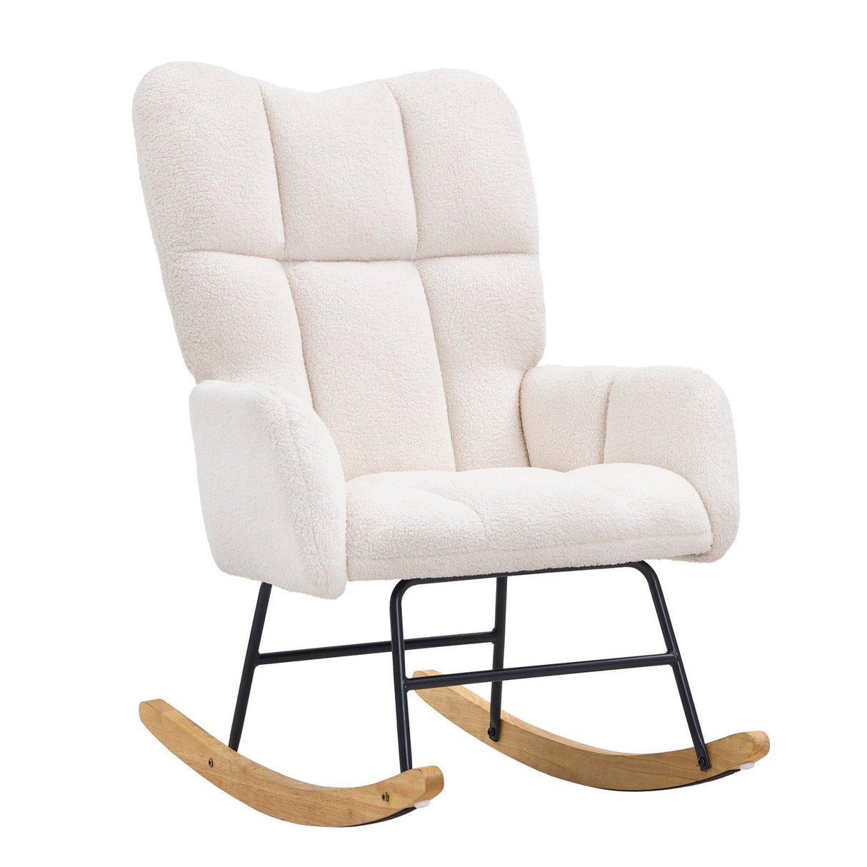 VEVOR Nursery Rocking Chair, 250 lbs Weight Capacity Teddy Fabric Upholstered Glider Rocker Chair with Soft Seat and High Backrest, Nursing Chair for