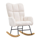 VEVOR Nursery Rocking Chair, 250 lbs Weight Capacity Teddy Fabric Upholstered Glider Rocker Chair with Soft Seat and High Backrest, Nursing Chair for