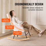 VEVOR Nursery Rocking Chair, 250 lbs Weight Capacity Teddy Fabric Upholstered Glider Rocker Chair with Soft Seat and High Backrest, Nursing Chair for Nursery, Bedroom, Living Room, Ivory White - Top-Down View