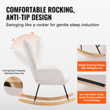 VEVOR Nursery Rocking Chair, 250 lbs Weight Capacity Teddy Fabric Upholstered Glider Rocker Chair with Soft Seat and High Backrest, Nursing Chair for