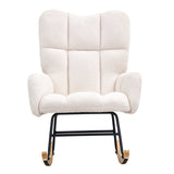 VEVOR Nursery Rocking Chair, 250 lbs Weight Capacity Teddy Fabric Upholstered Glider Rocker Chair with Soft Seat and High Backrest, Nursing Chair for
