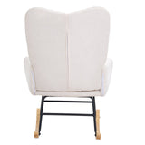 VEVOR Nursery Rocking Chair, 250 lbs Weight Capacity Teddy Fabric Upholstered Glider Rocker Chair with Soft Seat and High Backrest, Nursing Chair for Nursery, Bedroom, Living Room, Ivory White - Extra Image
