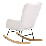 VEVOR Nursery Rocking Chair, 250 lbs Weight Capacity Teddy Fabric Upholstered Glider Rocker Chair with Soft Seat and High Backrest, Nursing Chair for Nursery, Bedroom, Living Room, Ivory White - Extra Image
