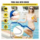 VEVOR Swimming Pool Handrail Ladder Handrail Stainless Steel Rail w/ Base Plate - Side View