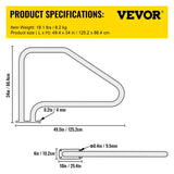VEVOR Swimming Pool Handrail Ladder Handrail Stainless Steel Rail w/ Base Plate - Close-Up Angle