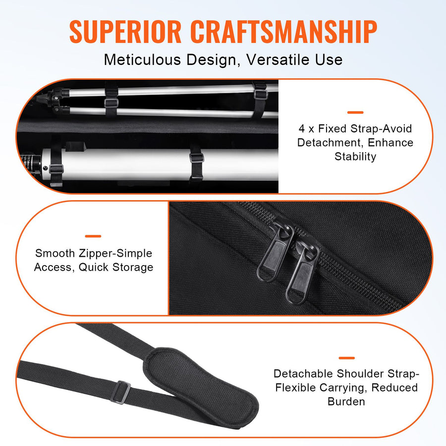 Telescope Case, 770 mm, Telescope Storage Bag with Fixed Buckles, Multi-Pocket and Detachable Divider, Shock-Absorbent Telescope Carrying Case for Optical Tube & Tripod, Counterweight Pocket