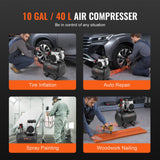 VEVOR Air Compressor Compact Portable Oil Free Compressor 40L 90 PSI - Rear View