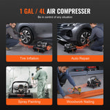 VEVOR Air Compressor Compact Portable Oil Free Compressor 4L 7bar - Rear View