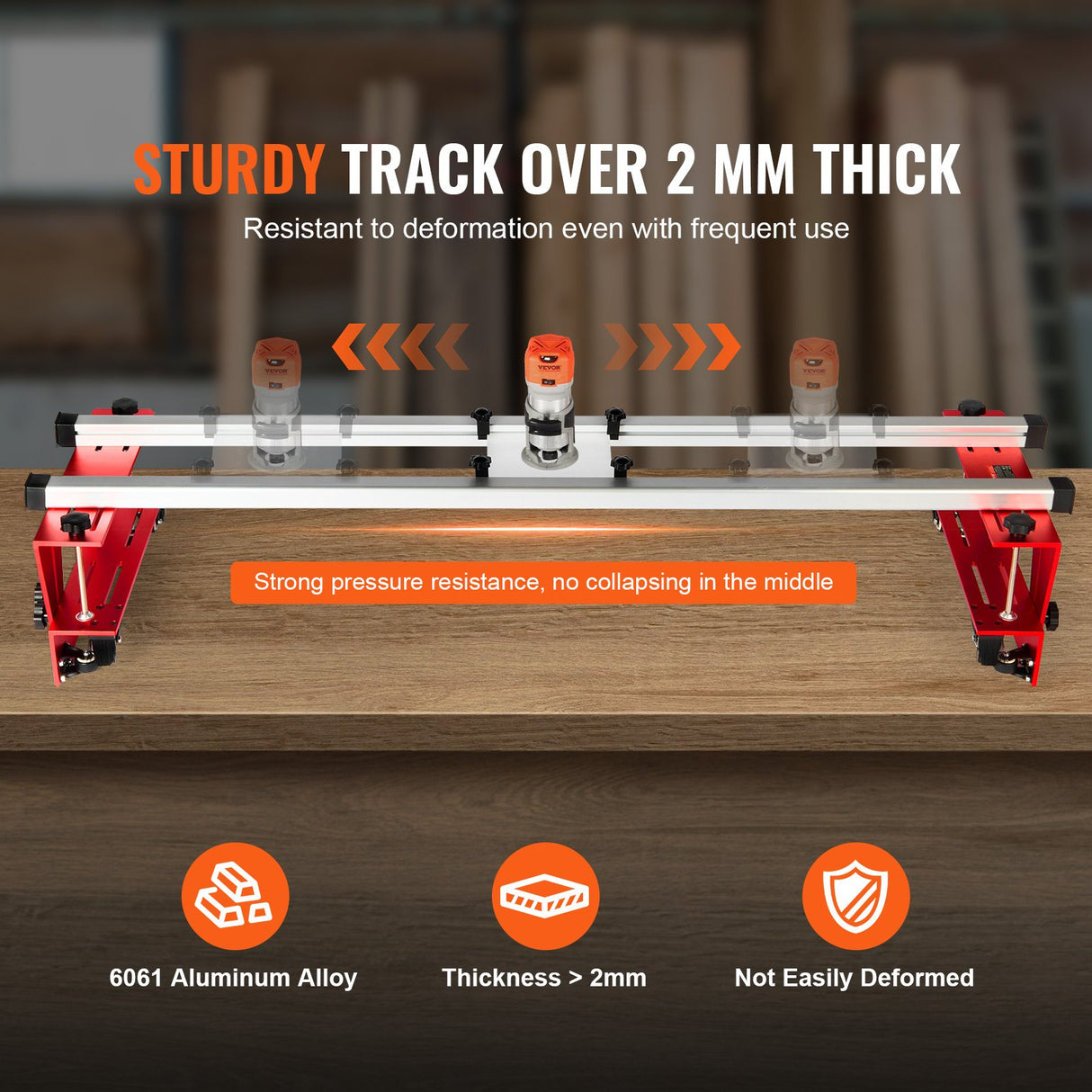 VEVOR Router Sled, 1625 mm, Portable and Easy to Adjust Slab Flattening Jig, DIY Woodworking Router Sled for Flattening Slabs, Slab Guide Jig Trimming Planing Machine for Wood Flattening, Home DIY