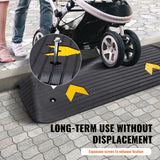 VEVOR Upgraded Rubber Threshold Ramp, 3.8 cm Rise Wheelchair Ramp Doorway, Natural Curb Ramp Rated 15 tons Load Capacity, Non-Slip Textured Surface Rubber Curb Ramp for Wheelchair and Scooter - Rear View