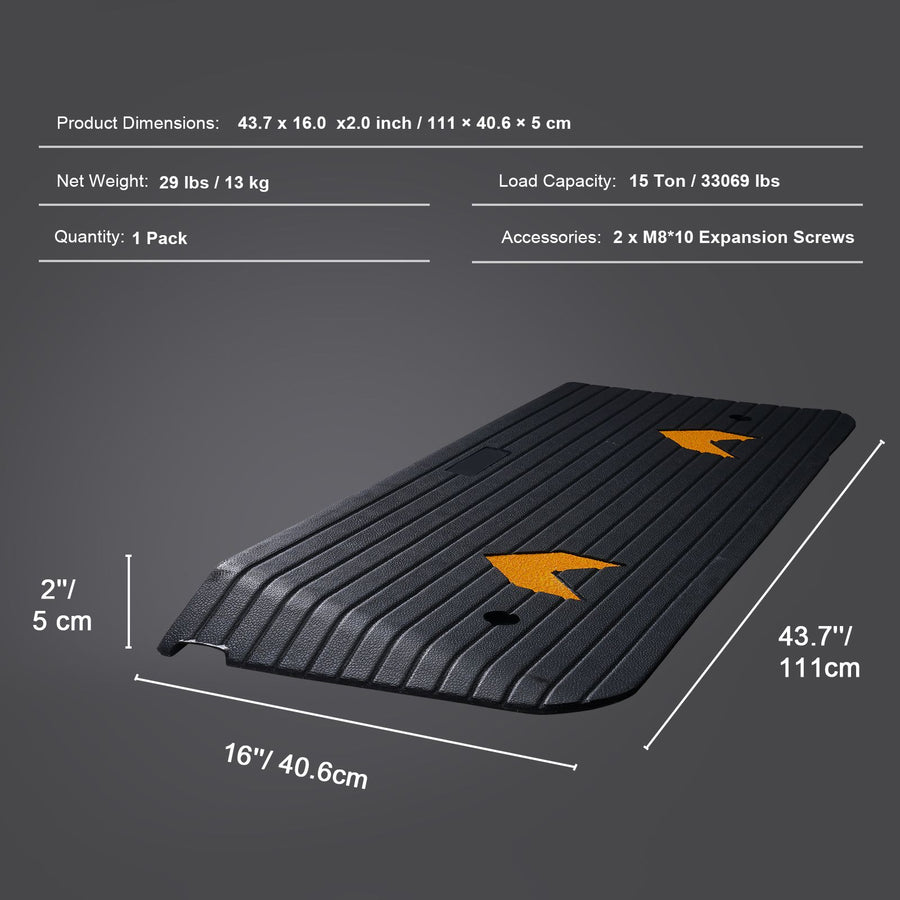 Rubber Threshold Ramp, 5 cm Rise Threshold Ramp Doorway, Recycled Rubber Power Threshold Ramp Rated 15 tons Load Capacity, Non-Slip Surface Rubber Solid Threshold Ramp for Wheelchair and Scooter