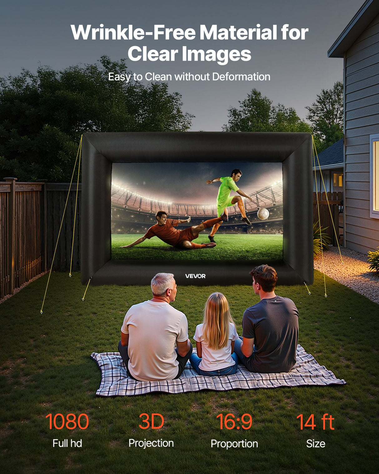 VEVOR 14 ft Inflatable Movie Screen 16:9 600D Movie Projector with Portable Bag