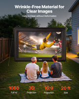 VEVOR 20 ft Inflatable Movie Screen 16:9 600D Movie Projector with Portable Bag - Front View