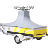 VEVOR T-Top Boat Cover, Fit for 22\'-24\' Boat, Heavy Duty 600D Marine Grade Oxford Hard Top Cover, UV Resistant Waterproof Center Console Boat Cover with 2 Support Poles and 7 Wind-Proof Straps, Gray - Extra Image