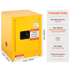 12 Gallon Safety Cabinet for Flammable Liquids Single door and Manual Close Yellow Hazardous Storage