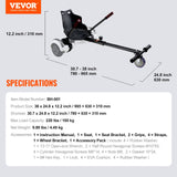 VEVOR Hoverboard Seat Attachment, Compatible with All 16.5cm20.3cm21.6cm25.4 Hoverboards,Grips Control,Adjustable Frame Length and 99.8 kg Load