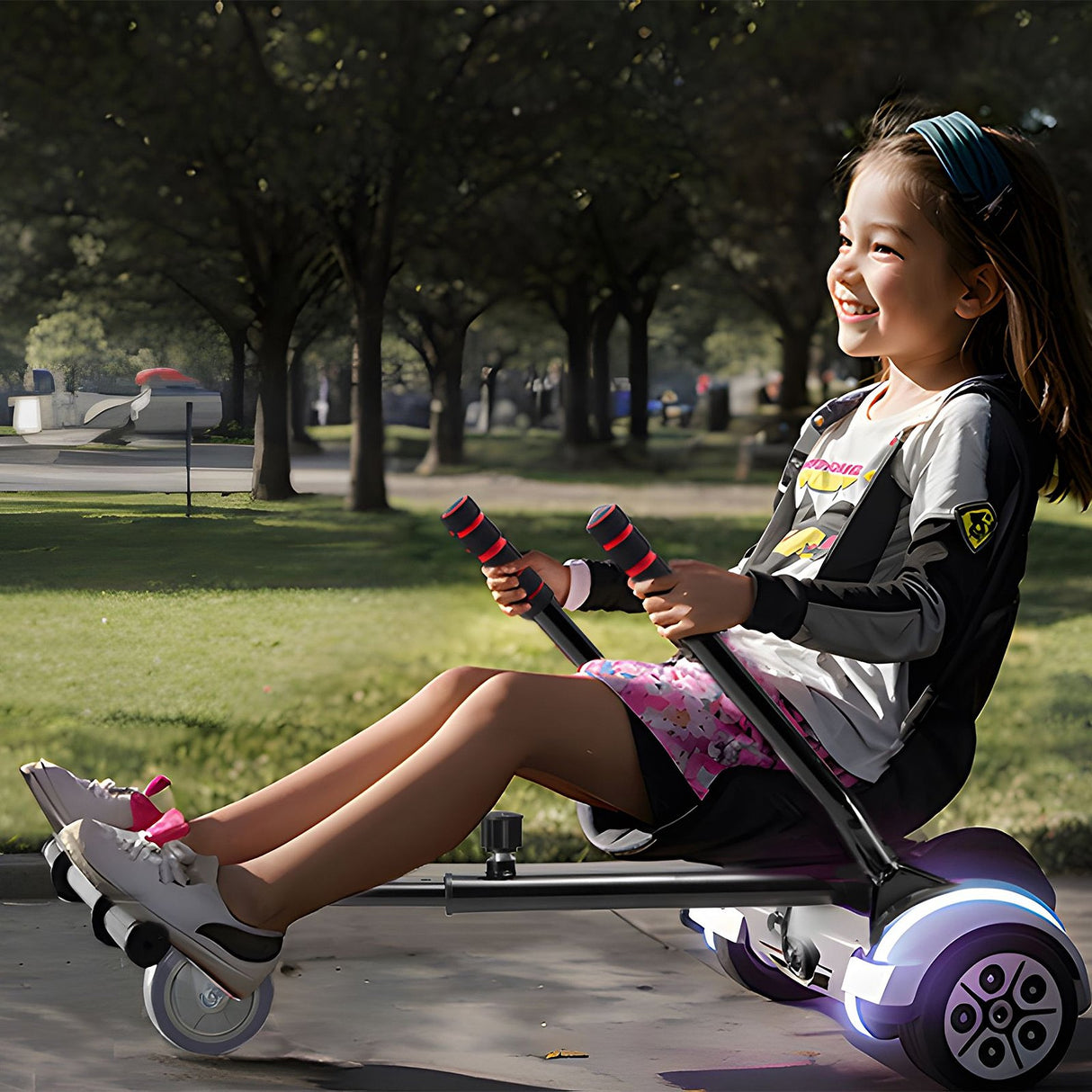 VEVOR Hoverboard Seat Attachment, Compatible with All 16.5cm20.3cm21.6cm25.4 Hoverboards,Grips Control,Adjustable Frame Length and 99.8 kg Load