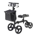 Folding Knee Scooter, Carbon Steel Steerable Knee Walker with Height-Adjustable Handlebar & Knee Pad, All-Terrain Solid Wheels, Dual Brakes, Leg Recovery Scooter for Broken Ankle Foot Injuries