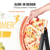 VEVOR A Frame Sidewalk Sign, 61x91cm Heavy Duty Slide-in Signboard Holder, Double-Sided Folding Sandwich Board Signs, Steel Pavement Sign Poster for Outdoor Business Street Advertising (Frame only) - Front View