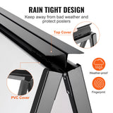 VEVOR A Frame Sidewalk Sign, 61x91cm Heavy Duty Slide-in Signboard Holder, Double-Sided Folding Sandwich Board Signs, Steel Pavement Sign Poster for Outdoor Business Street Advertising (Frame only) - Side View