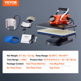 VEVOR Heat Press Machine 12x15in 5in1 Sublimation Transfer T-shirt Plate Mug Cup - Close-Up Angle