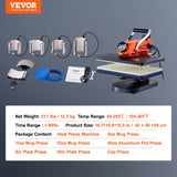 VEVOR Heat Press Machine 12x15in 8in1 Sublimation Transfer T-shirt Plate Mug Cup - Close-Up Angle