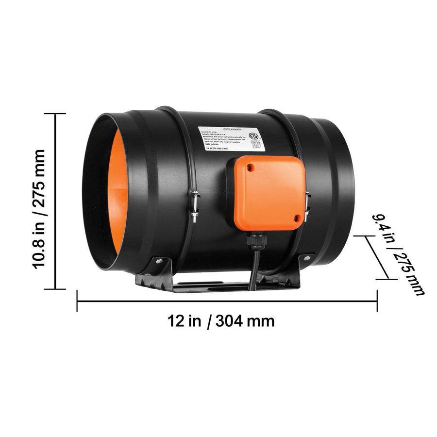 Inline Duct Fan, 203.2mm 506.2 CFM with Temperature Humidity Controller, Quiet EC-motor Ventilation Exhaust Fan for Cooling Booster, Grow Tents, Hydroponics