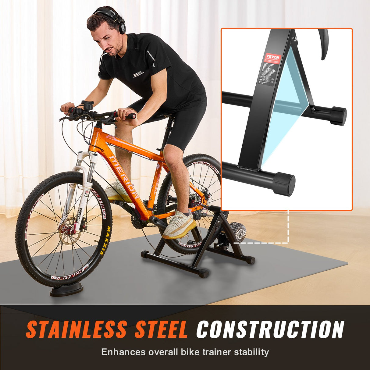 VEVOR Bike Trainer Stand, Fluid Stationary Bike Stand for 26"-29" Wheels, Noise Reduction Fluid Flywheel, Portable Cycling Stand for Indoor Riding