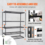 Storage Shelving Unit, 5-Tier Adjustable, 2000 lbs Capacity, Heavy Duty Garage Shelves Metal Organizer Wire Rack, Black, 60" L x 24" W x 78" H for Kitchen Pantry Basement Bathroom Laundry Closet