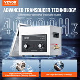 VEVOR 10L Ultrasonic Cleaner with Heater Timer & Basket Digital Sonic Machine - Front View