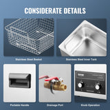 VEVOR 10L Ultrasonic Cleaner with Heater Timer & Basket Digital Sonic Machine - 45-Degree Angle