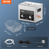 VEVOR 10L Ultrasonic Cleaner with Heater Timer & Basket Digital Sonic Machine - Close-Up Angle