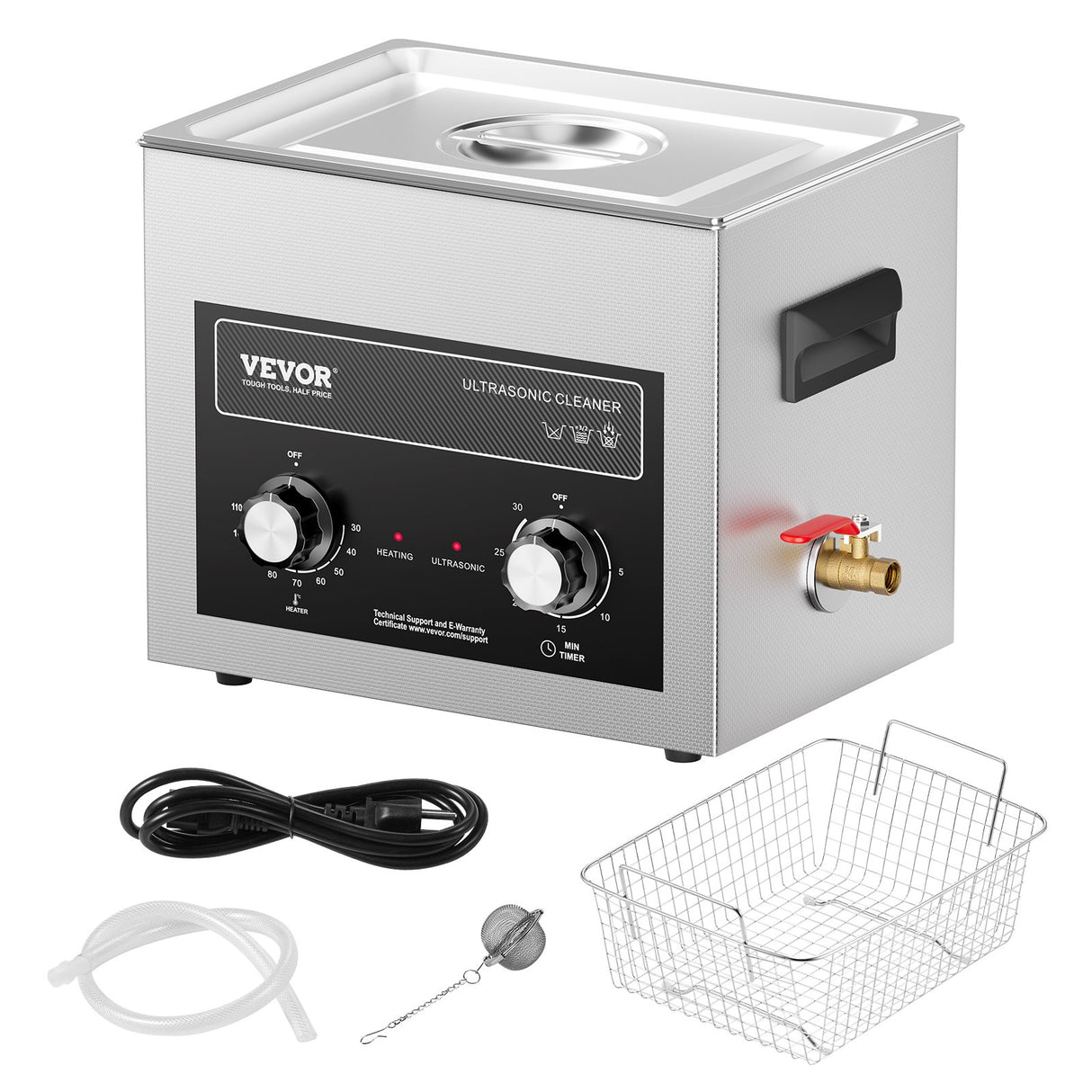 VEVOR 10L Ultrasonic Cleaner with Heater Timer & Basket Digital Sonic Machine