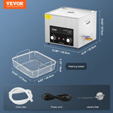 VEVOR 15L Ultrasonic Cleaner with Heater Timer & Basket Digital Sonic Machine - Close-Up Angle