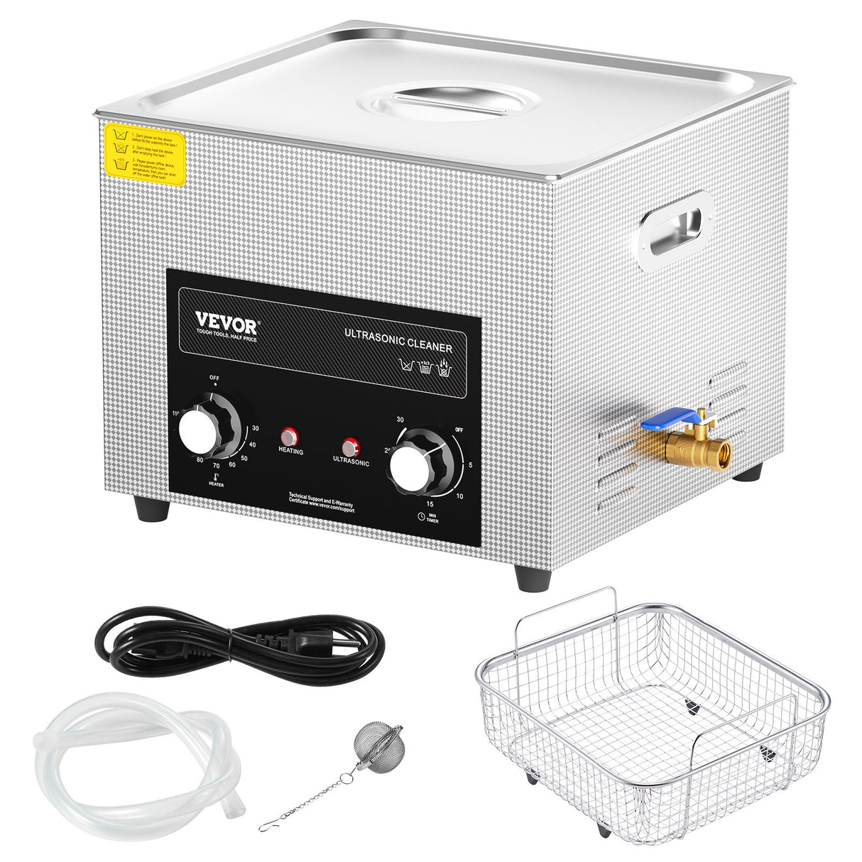 VEVOR 15L Ultrasonic Cleaner with Heater Timer & Basket Digital Sonic Machine