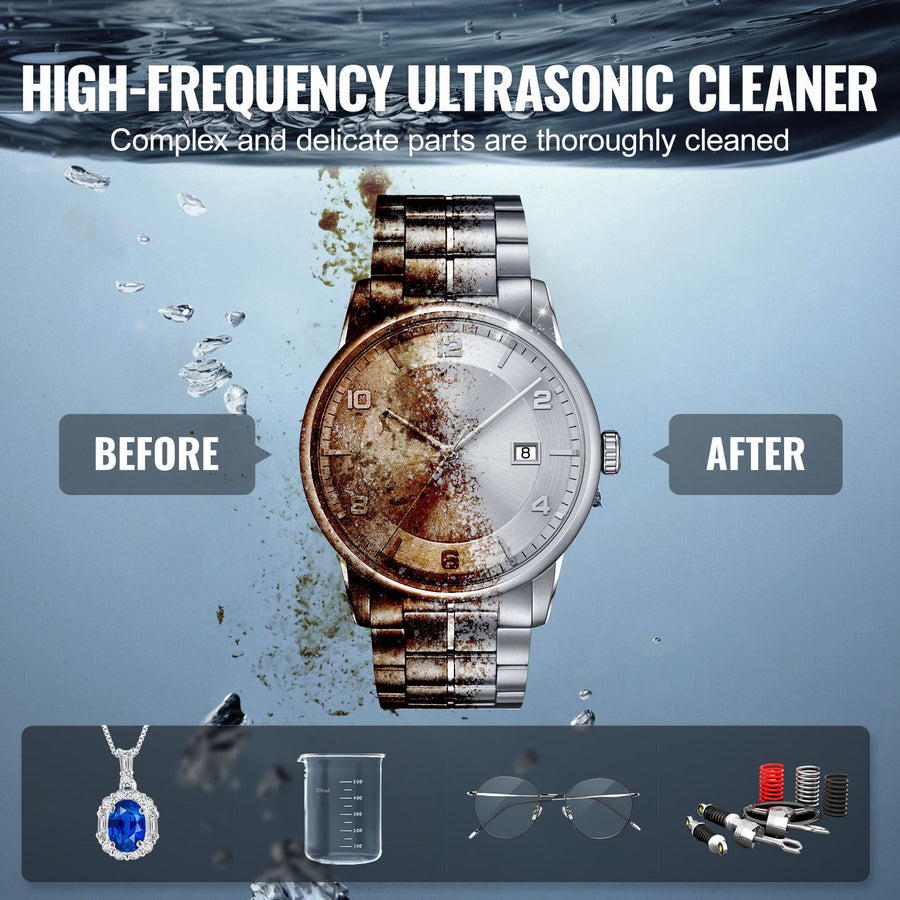 2L Ultrasonic Cleaner with Heater Timer & Basket, Professional Digital Sonic Cavitation Machine, 60W Cleaning Machine for Watch Instruments, Glasses, Coin, Metal Parts, Tool