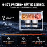 VEVOR 3L Ultrasonic Cleaner with Heater Timer & Basket, Professional Digital Sonic Cavitation Machine, 120W Cleaning Machine for Watch Instruments, Glasses, Coin, Metal Parts, Tool - Top-Down View