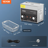 VEVOR 3L Ultrasonic Cleaner with Heater Timer & Basket, Professional Digital Sonic Cavitation Machine, 120W Cleaning Machine for Watch Instruments, Glasses, Coin, Metal Parts, Tool - Close-Up Angle
