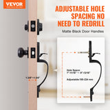 Front Door Handle and Deadbolt Set, Matte Black Front Door Lock Set with Interior Knob, Single Cylinder Handleset Adjustable Hole Spacing, for Right and Left Handed Entrance and Front Door