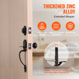 VEVOR Front Door Handle and Deadbolt Set, Matte Black Front Door Lock Set with Interior Knob, Single Cylinder Handleset Adjustable Hole Spacing, for Right and Left Handed Entrance and Front Door - Side View