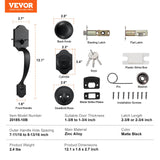 VEVOR Front Door Handle and Deadbolt Set, Matte Black Front Door Lock Set with Interior Knob, Single Cylinder Handleset Adjustable Hole Spacing, for Right and Left Handed Entrance and Front Door - Close-Up Angle