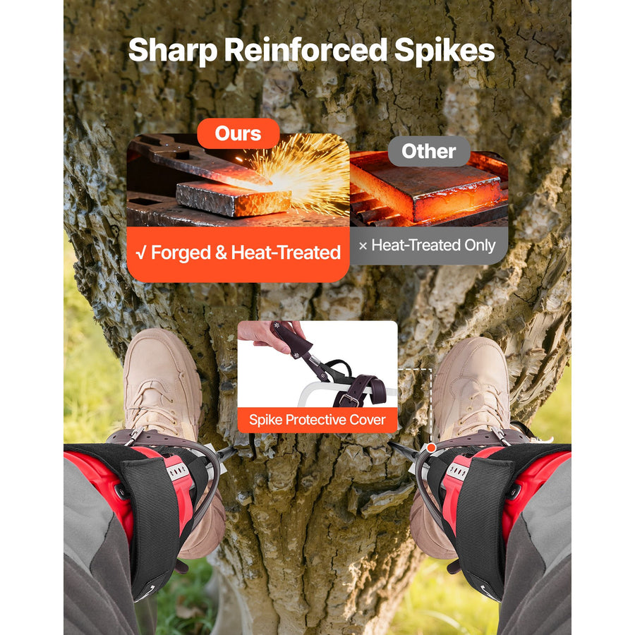 Tree Climbing Spikes Set, Height-Adjustable Tree Climbing Gear with Straps & Spike Protectors, 159 kg Load Capacity, Durable Aluminum Climb Spurs Arborist Equipment for Fruit Picking Hunting
