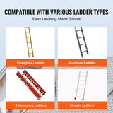 VEVOR Ladder Levler 380lbs Load PP Leveling Tool with Storage for Uneven Ground - 45-Degree Angle
