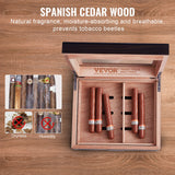 VEVOR 50 Cigar Humidor Glasstop Cedar Cigar Box Humidifier & Hygrometer & Drawer - Side View