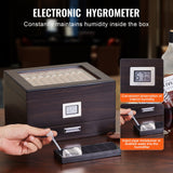 VEVOR 50 Cigar Humidor Glasstop Cedar Cigar Box Humidifier & Hygrometer & Drawer - 45-Degree Angle