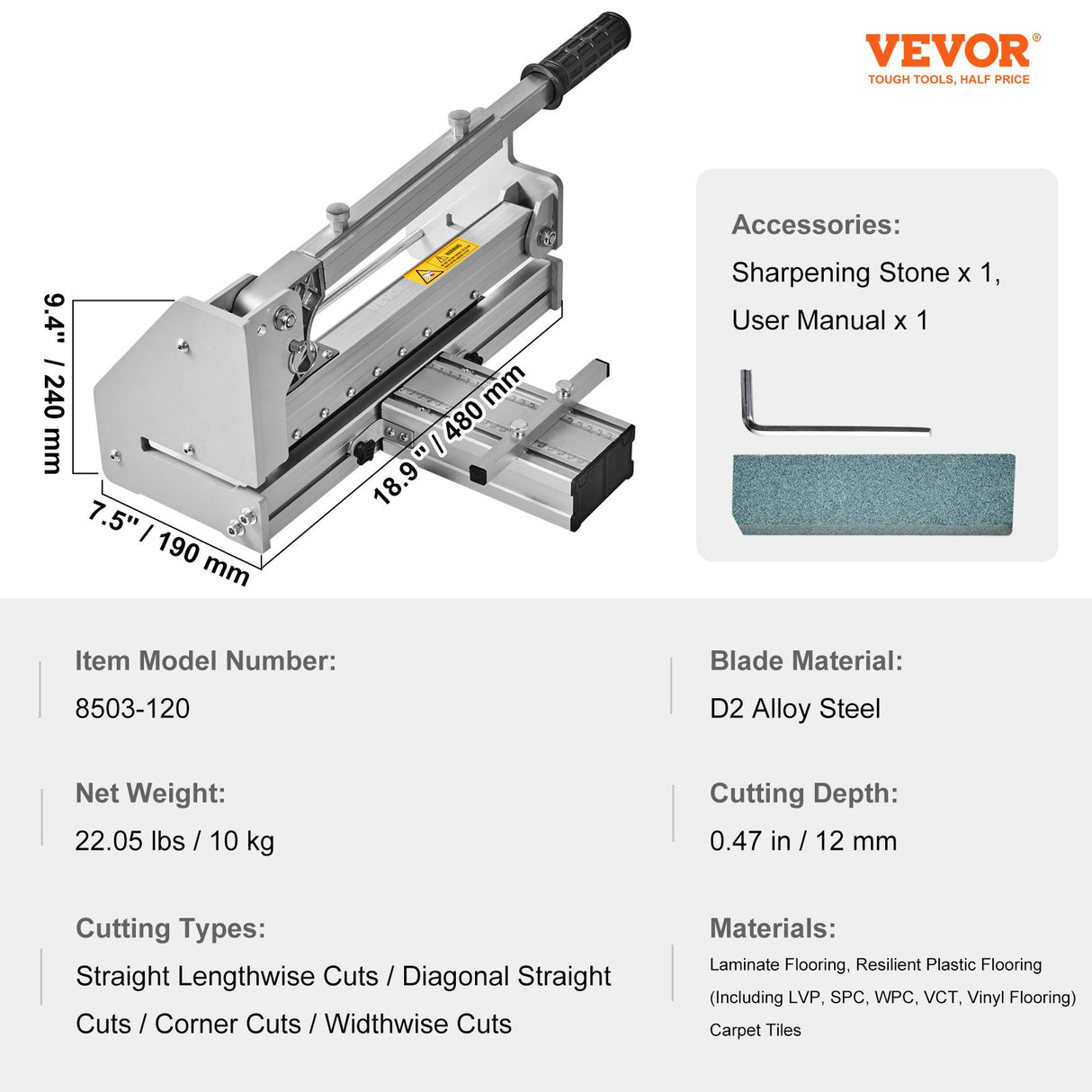 VEVOR Floor Cutter 330mm, Cuts Vinyl Plank, Laminate, Engineered Hardwood, Siding, 12mm Cutting Depth Effortless And Easy Cutting, Vinyl Plank Cutter for LVP, WPC, SPC, LVT, VCT, PVC, and More